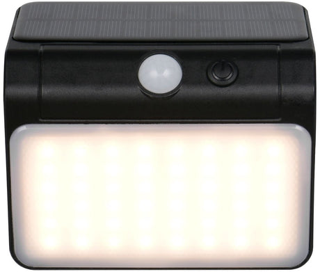 Rl vis ta lumière réalité olinda - applique murale - noir - incl. 1x SMD 2,5 W - capteur crépusculaire - montage mural - rechargeable - énergie solaire - 4000k - non dimmable - détecteur de mouvement et lumière d'orientation - éclairage extérieur - ip44