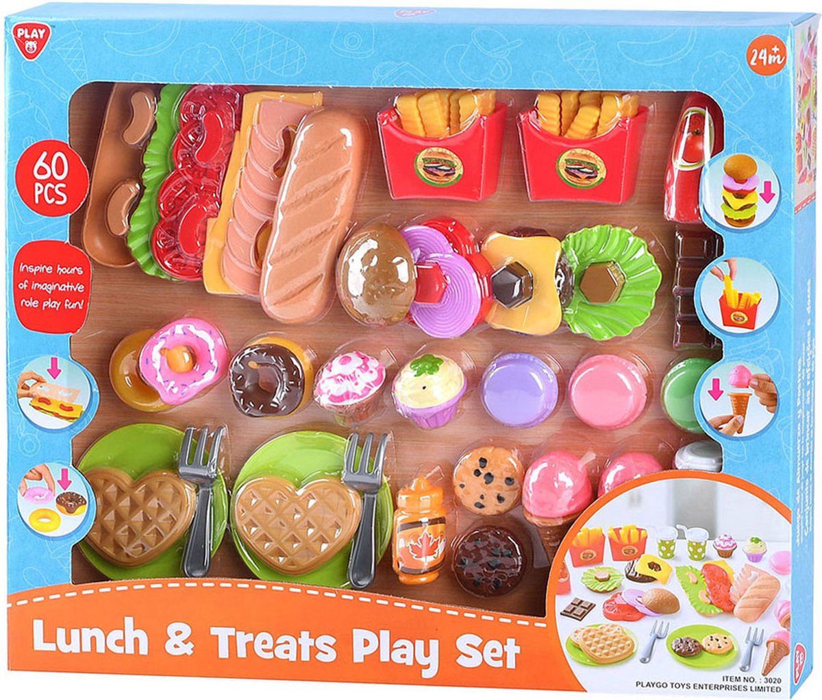 Playgo jouet nourriture déjeuner et collations ensemble de jeu - 60 pièces.