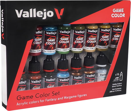 Vallejo hobby paint peinture acrylique - 72188 set spécialisé pour fantasy et wargames - couleur de jeu - set acrylique - 16x set de peinture - 16x 18 ml
