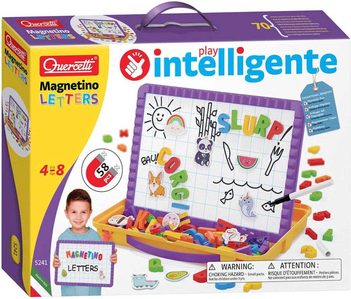 Quercetti Magnetic Board Letters in Storage Case