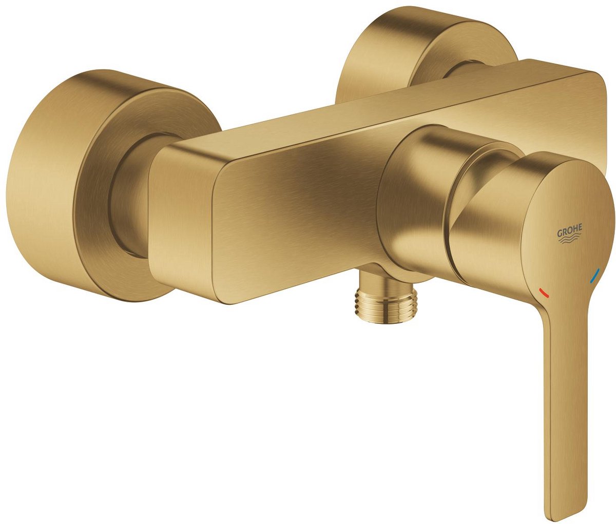 Nouveau mitigeur de douche Grohe Lineare – montage mural – Silkmove – raccords en S recouverts – Cool Sunrise brossé