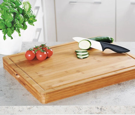 Planche à découper professionnelle très luxueuse Kesper, bambou 50 x 40 x 5 cm !!!, évidement poignée