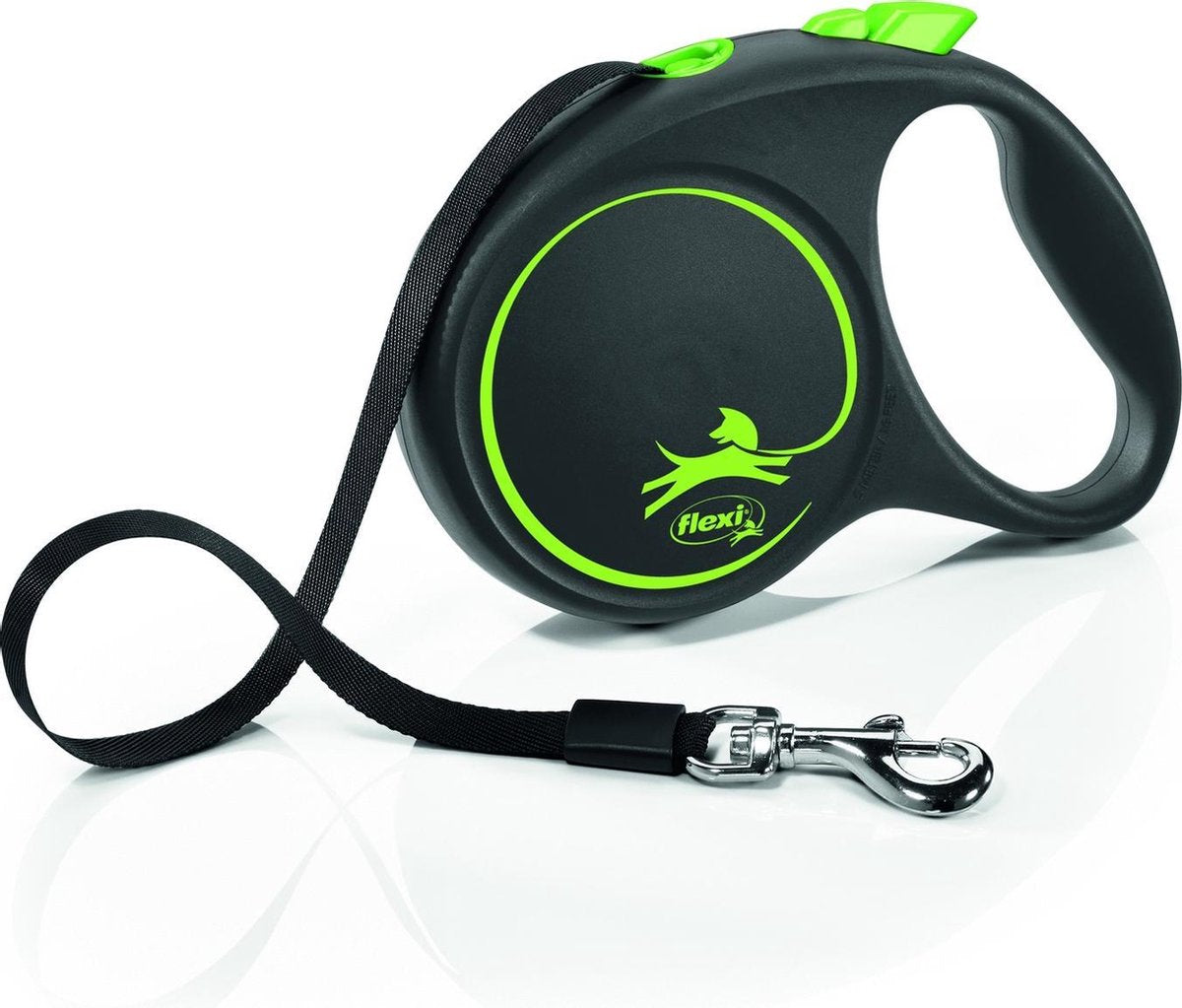 Ruban design noir ligne rétractable Flexi vert