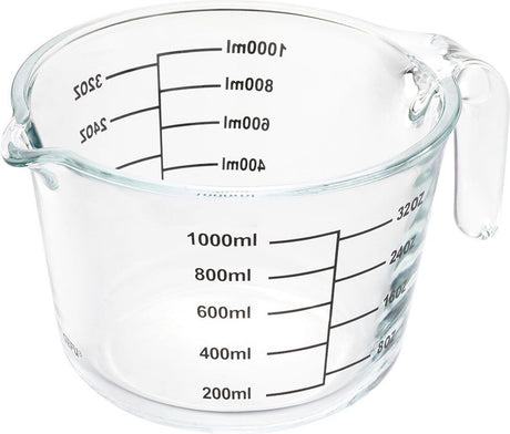 Tasse à mesurer Gefu dimenso – 1000 ml – verre borosilicate – passe au micro-ondes – passe au lave-vaisselle – transparent