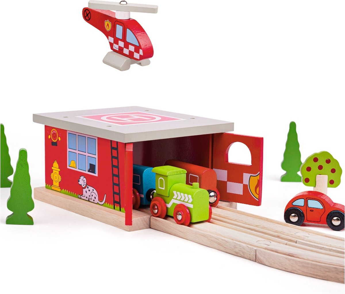 Rails Bigjigs - caserne de pompiers