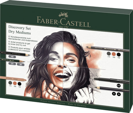 Faber-castell pitt monochrome - coffret découverte matériaux d'art secs - 17 pièces - fc-112925