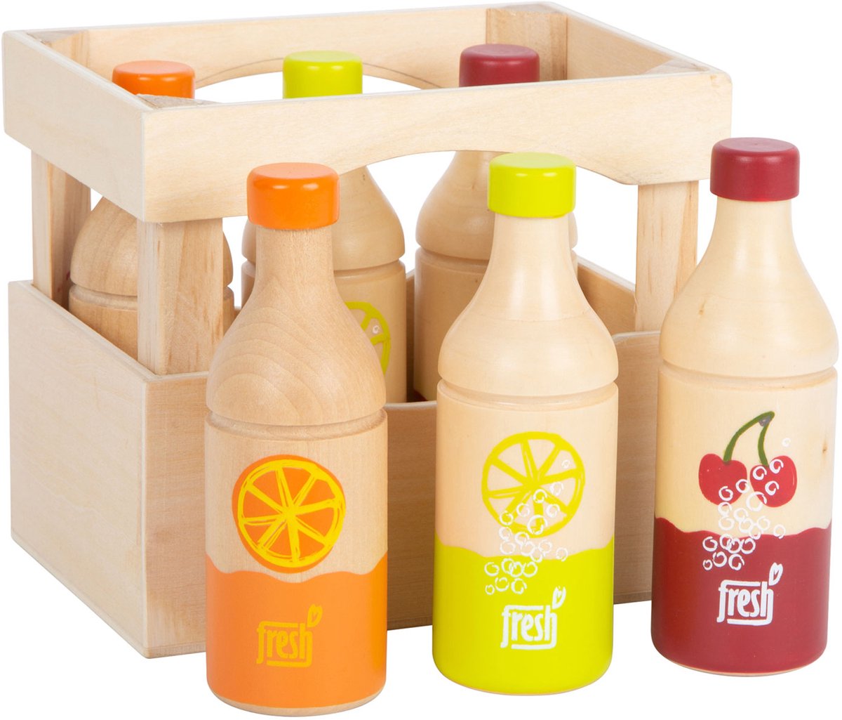 Small foot - caisse en bois avec bouteilles, 7 pièces.