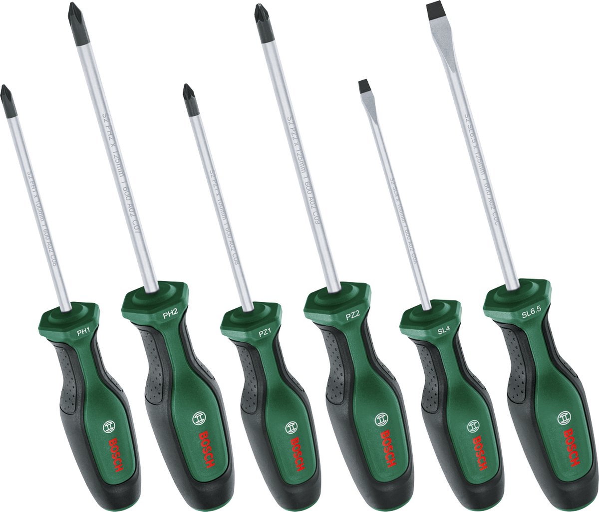 Jeu de tournevis Bosch vert 6 pièces - 1600a02bx7