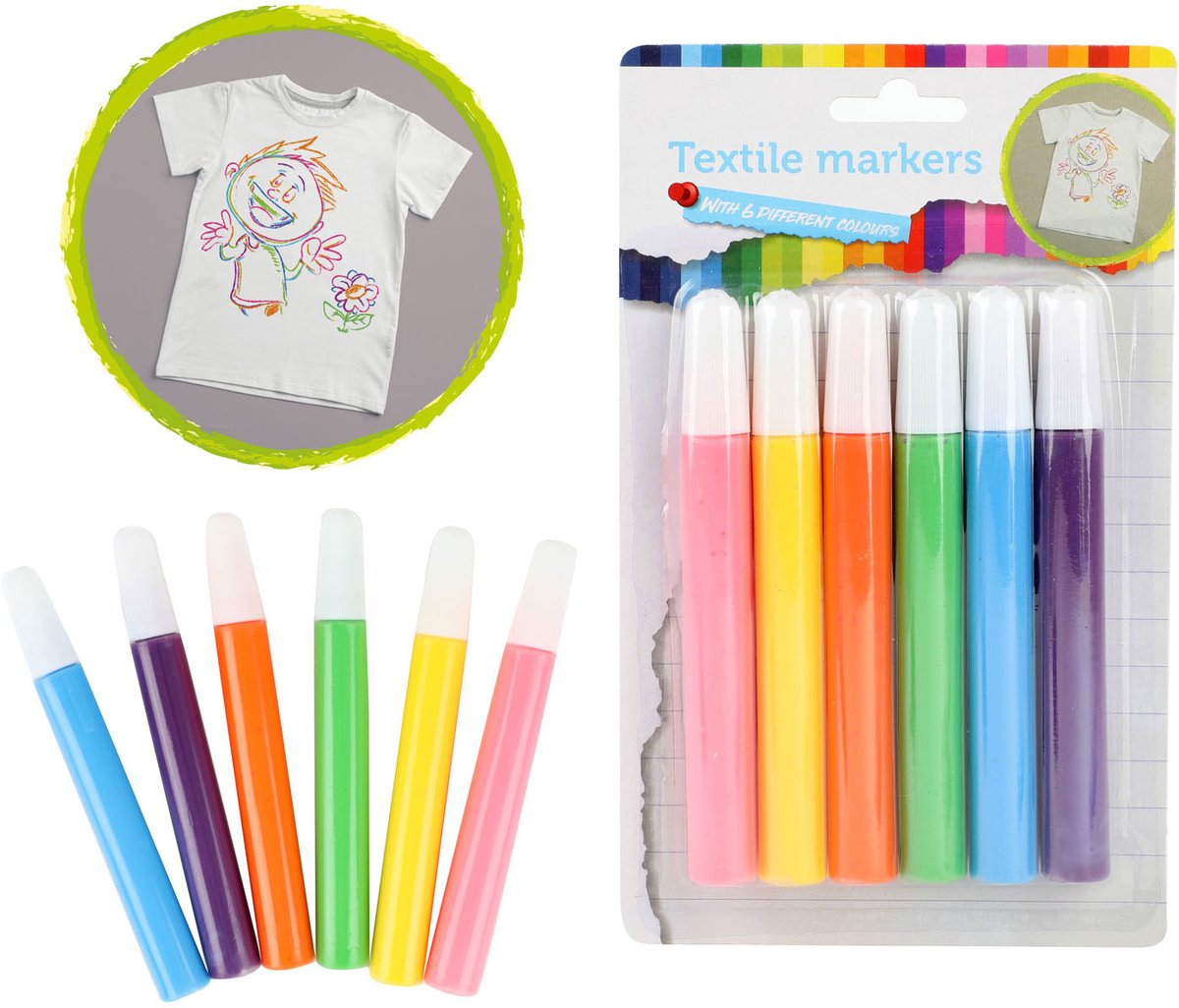 Toi-toys marqueurs textiles tropicaux, 6 pcs.