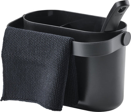 Zone Denmark Ensemble de vaisselle circulaire avec brosse à vaisselle, torchon et organisateur de cuisine 22 x 12,5 x 14,8 cm Noir - Ensemble de vaisselle