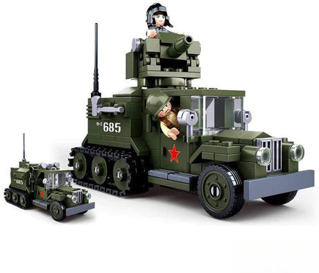 Jouets de construction de véhicules militaires 2 en 1 semi-piste de l'armée Sluban de la Seconde Guerre mondiale - construction de modèles de jouets de construction - boîte de construction avec 243 blocs de construction - m38-b0685 à partir de 8 ans
