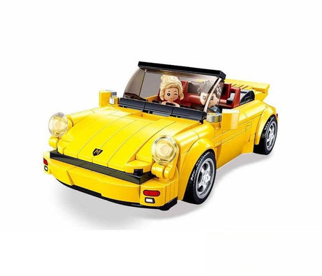 Sluban modelbricks Jouets de construction de voitures de sport jaunes allemandes pour enfants à partir de 8 ans - jouets de construction modélisme voiture de course - boîte de construction avec 290 blocs de construction et 2 figurines - m38-b1097