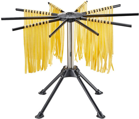 Séchoir à pâtes Gefu diverso petit 25 cm – pliable – avec 10 bras et bâton de transport