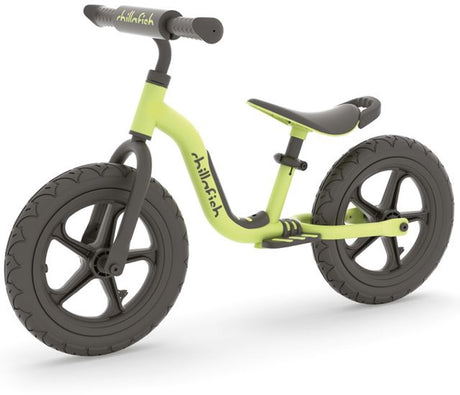 Draisienne Chillafish 2 ans - légère avec selle et guidon réglables - vert - draisienne pour garçons jusqu'à 5 ans avec repose-pieds, poignée de transport et 12 pneus anti-crevaison en peau de caoutchouc - modèle charlie sport