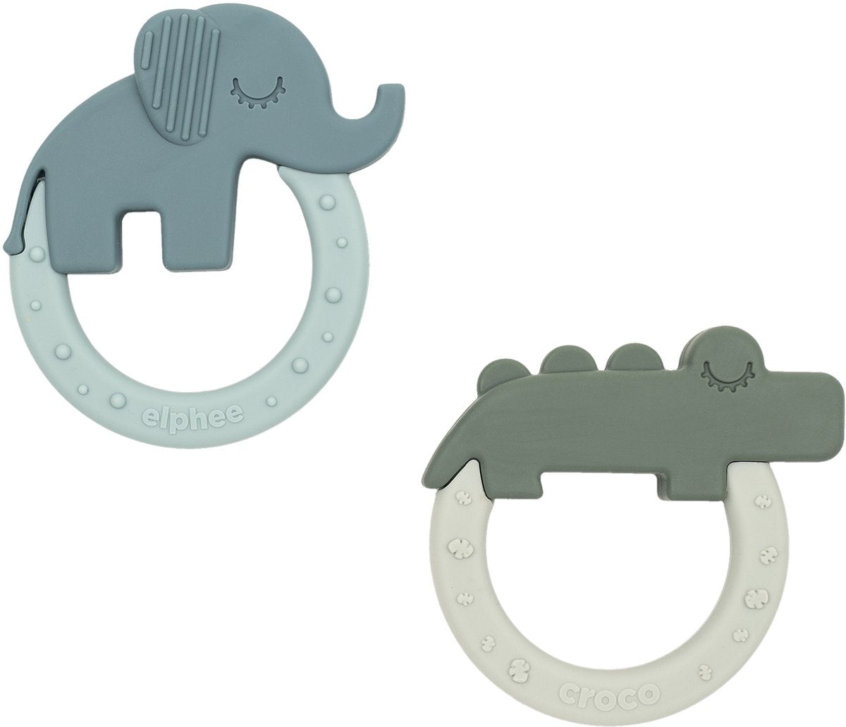 Done by deer – anneau de dentition cerf amis vert bleu, 2 pcs.