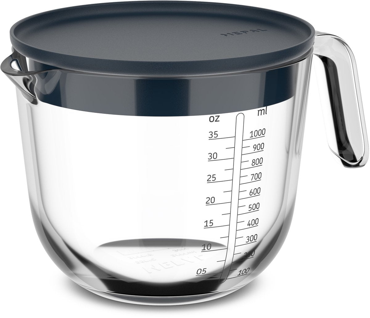 Tasse à mesurer en verre 1l avec couvercle marine | 4 pièces