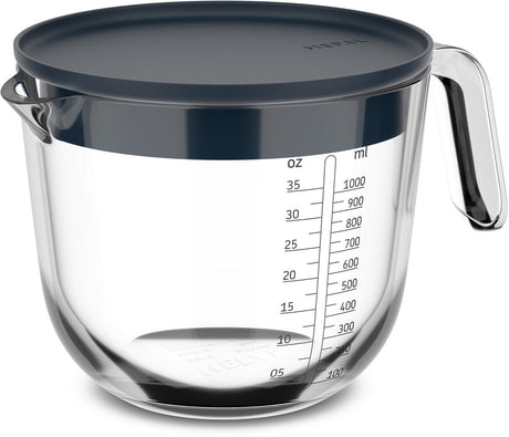 Tasse à mesurer en verre 1l avec couvercle marine | 4 pièces