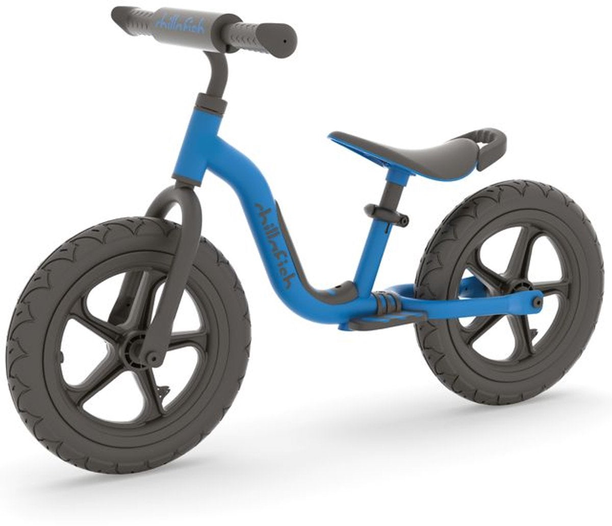 Draisienne Chillafish 2 ans - légère avec selle et guidon réglables - bleu - draisienne pour garçons jusqu'à 5 ans avec repose-pieds, poignée de transport et 12 pneus anti-crevaison en peau de caoutchouc - modèle charlie sport