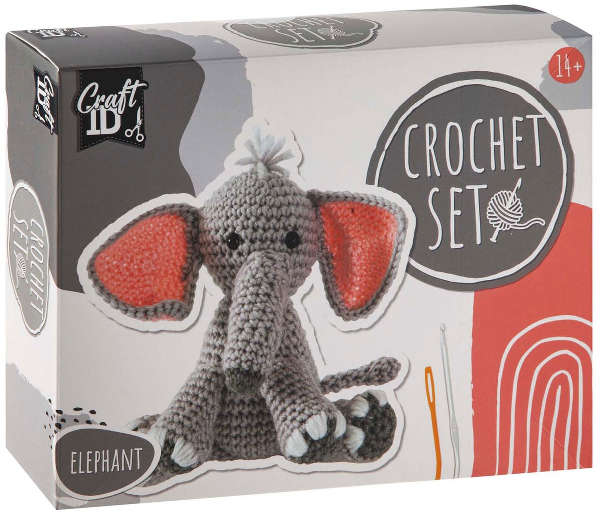 Kit de crochet de groupe d'artisanat créatif éléphant - incl. aiguille et fil
