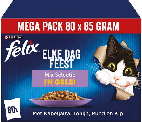 Felix Pouch Feast tous les jours dans le poulet à la vache à morue de thon en gelée