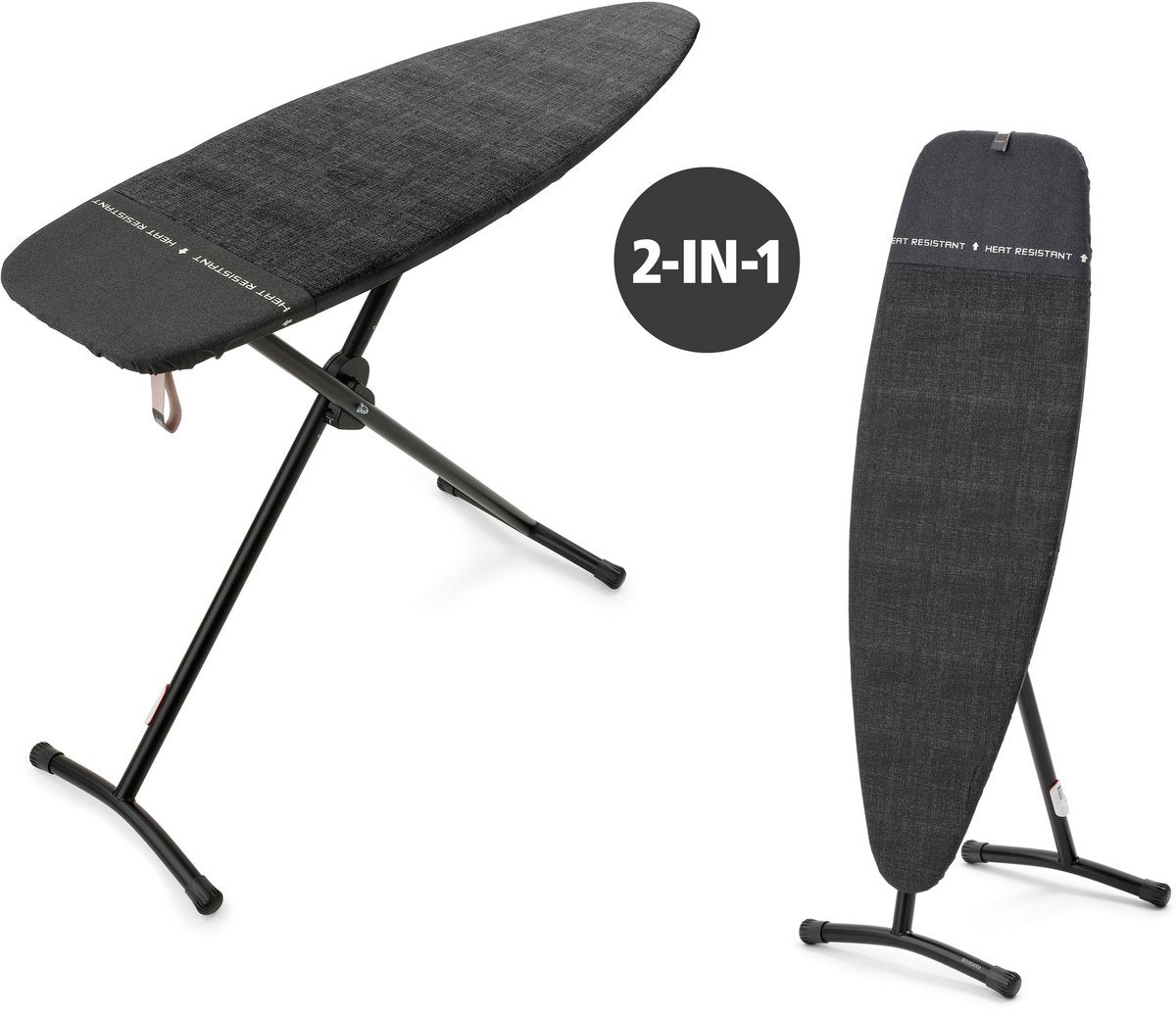 Brabantia planche à repasser et planche à vapeur d - 2 en 1 - adapté au repassage et à la vapeur - 135x45 cm - denim noir