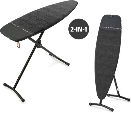 Brabantia planche à repasser et planche à vapeur d - 2 en 1 - adapté au repassage et à la vapeur - 135x45 cm - denim noir