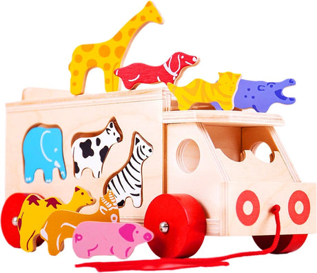 Camion-caisse en forme de bois Bigjigs, 11 pièces.