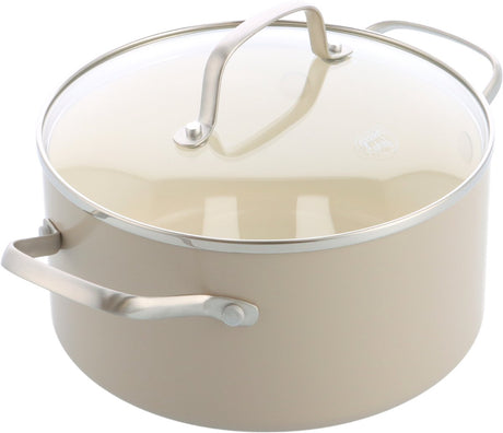 Greenchef Nordics poêle à induction en céramique avec couvercle 20 cm 3,1 l - sans PFA - poêle à induction - passe au lave-vaisselle - passe au four jusqu'à 160°c - revêtement antiadhésif céramique - crème