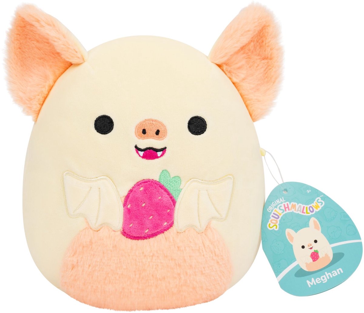 Squishmallows Jazwares - petite peluche (Meghan - chauve-souris aux fruits crème tenant une fraise) - peluche 19cm