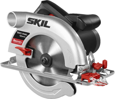 Scie circulaire Skil 1350w - capacité de coupe 65mm - lame de scie en acier - scie circulaire - guide de largeur - avec visière ligne de coupe - lame de scie circulaire 18 dents - 5765 AA