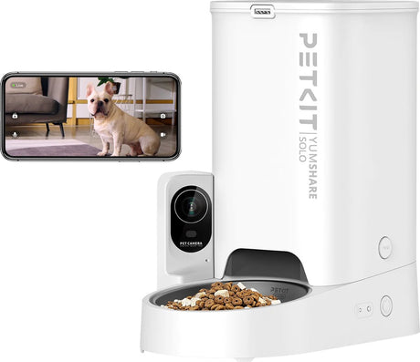 Petkit - yumshare solo avec caméra - gamelle automatique pour chat et chien - blanc - nourriture sèche - capacité 3 litres - contrôle par application