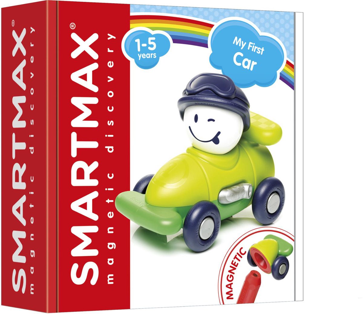 Smartmax ma première voiture - construction de voiture de course magnétique - ensemble de véhicules colorés - jouets éducatifs pour les tout-petits - à partir de 1 an