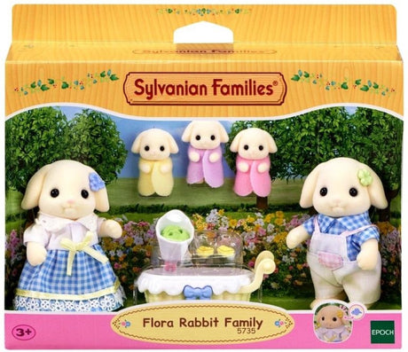 Sylvanian family 5735 fleurs familiales lapin aux oreilles tombantes - 5 figurines de jeu douces et veloutées
