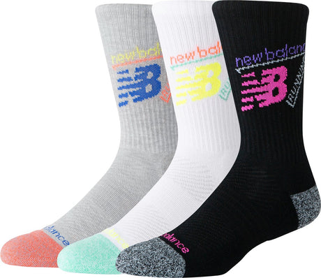 New Balance Active Graphic Crew Chaussettes Lot de 3 chaussettes de sport unisexes – Couleurs assorties