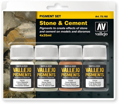 Vallejo val73192 - ensemble de pigments de ciment de pierre 4 couleurs