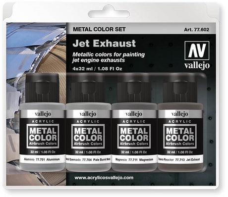 Vallejo Hobby Paint - 77602 Jet Exhaust - Kit de peinture pour métal - 4x 32 ml