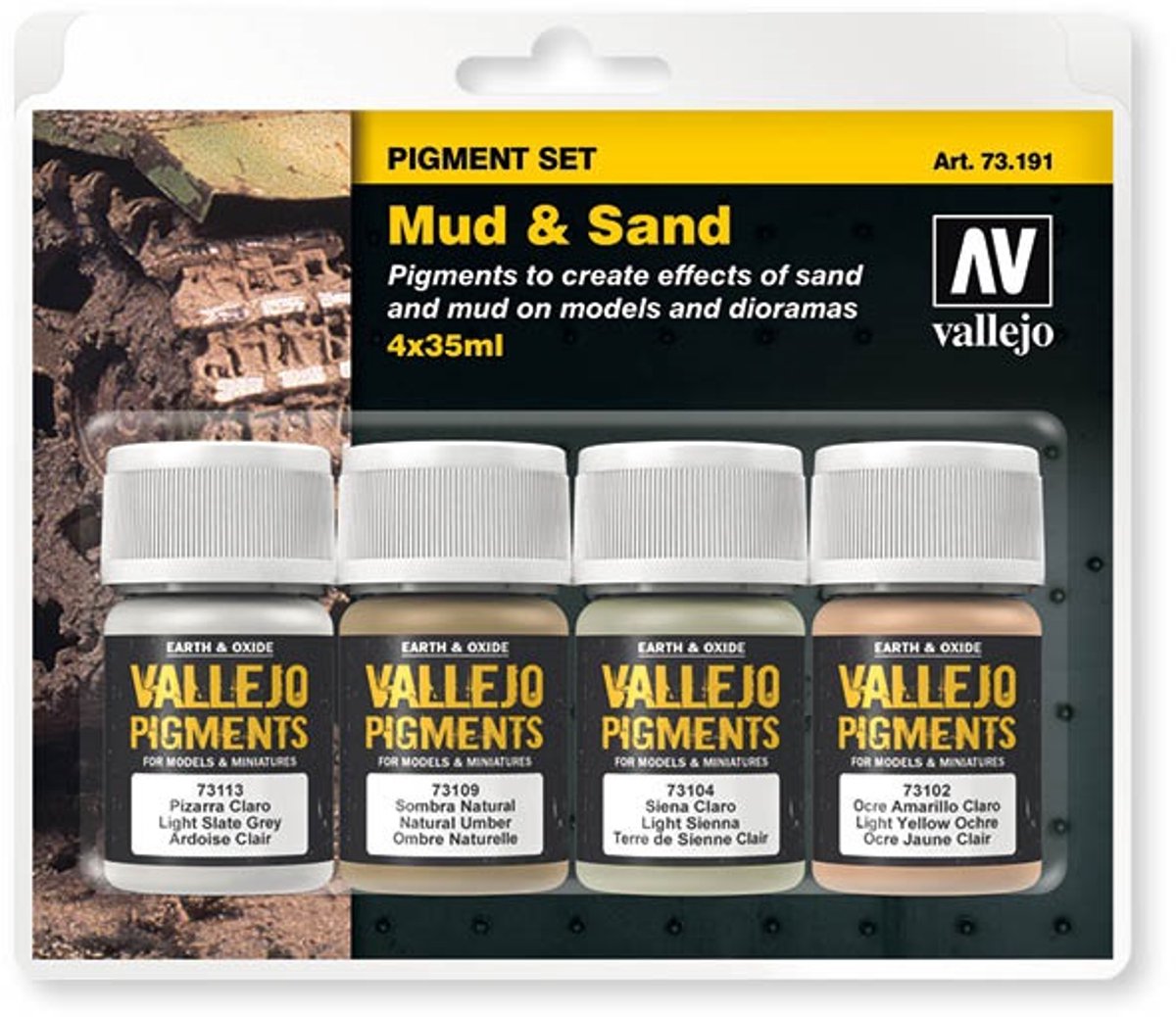 Vallejo val73191 - ensemble de pigments ensemble de sable de boue 4 couleurs