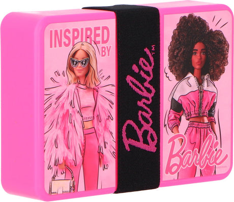 Boîte à lunch sans marque sans marque, poubelle à pain Barbie en plastique rose pour l'école.