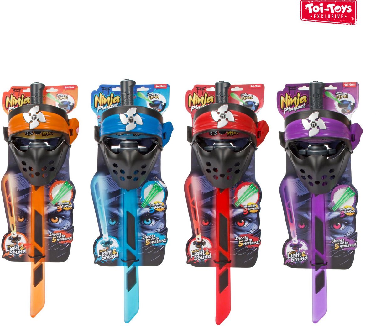 Sabre laser et masque Ninja avec lumière et son 4 assortis