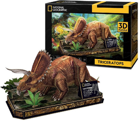Puzzle 3D cubique amusant tricératops – kit de construction en bois