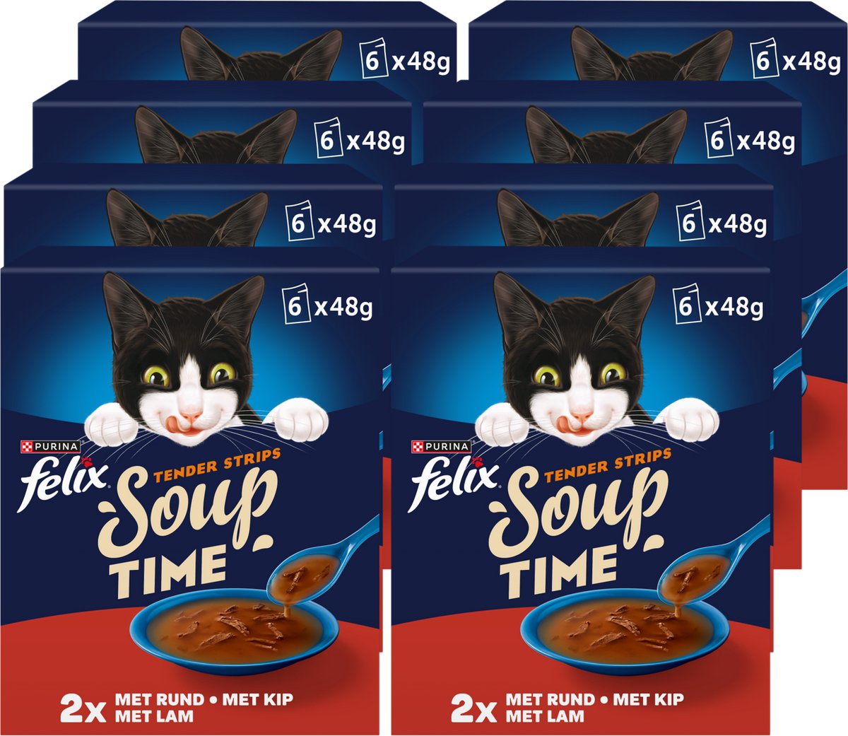 Felix soupe filets sélection ferme - nourriture humide pour chat - boeuf poulet agneau - 48 x 48 g