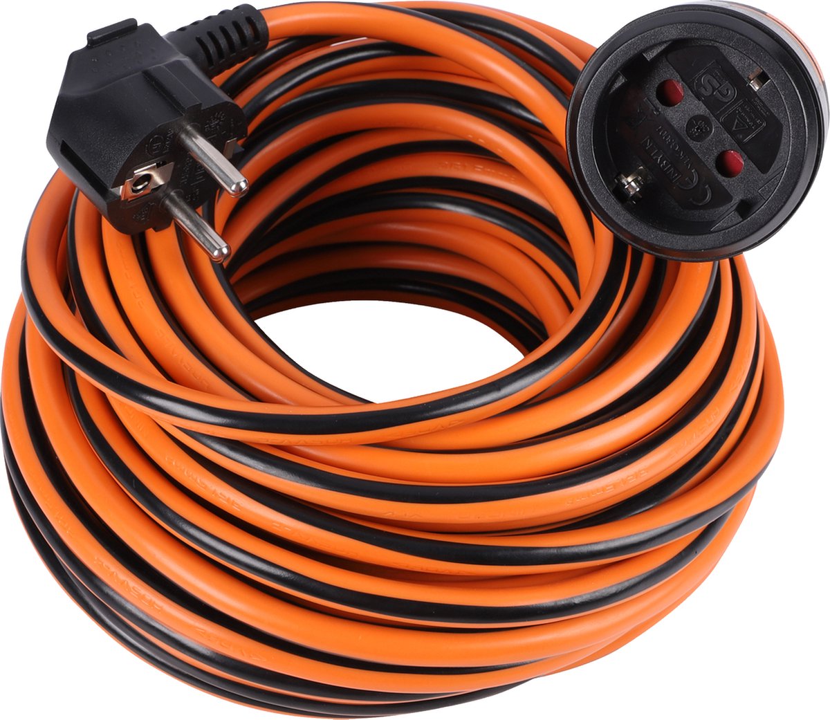 Rallonge Q-link avec système de verrouillage - rallonge avec terre - h05vvf - 3 x 1,5 mmâ² - 15 mètres - noir orange