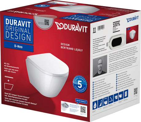 Duravit d-neo pack WC suspendu avec siège à fermeture amortie 48 cm blanc