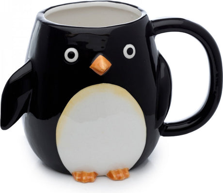 Tasse en céramique avec poignée en forme de pingouin accroupi