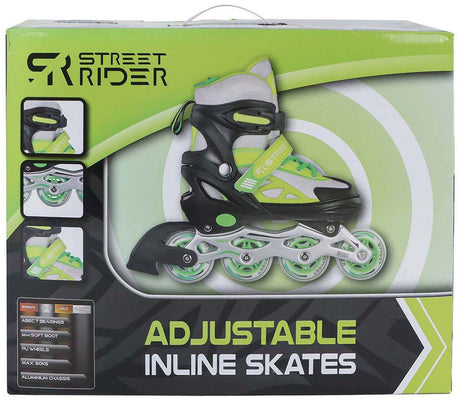 Patins à roues alignées Street Rider vert noir réglables, taille 29-32