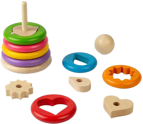Empileur de formes secrètes en bois Bigjigs, 16 pcs.
