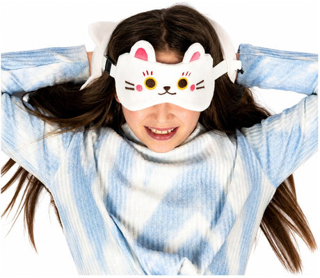 Relaxeazzz Maneki Neko Lucky Cat Oreiller de voyage rond masque de sommeil