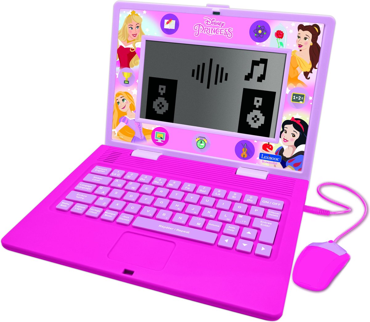 Ordinateur portable éducatif bilingue Lexibook Disney Princess avec 170 activités (85 dans chaque langue) écran 6,7 et fr
