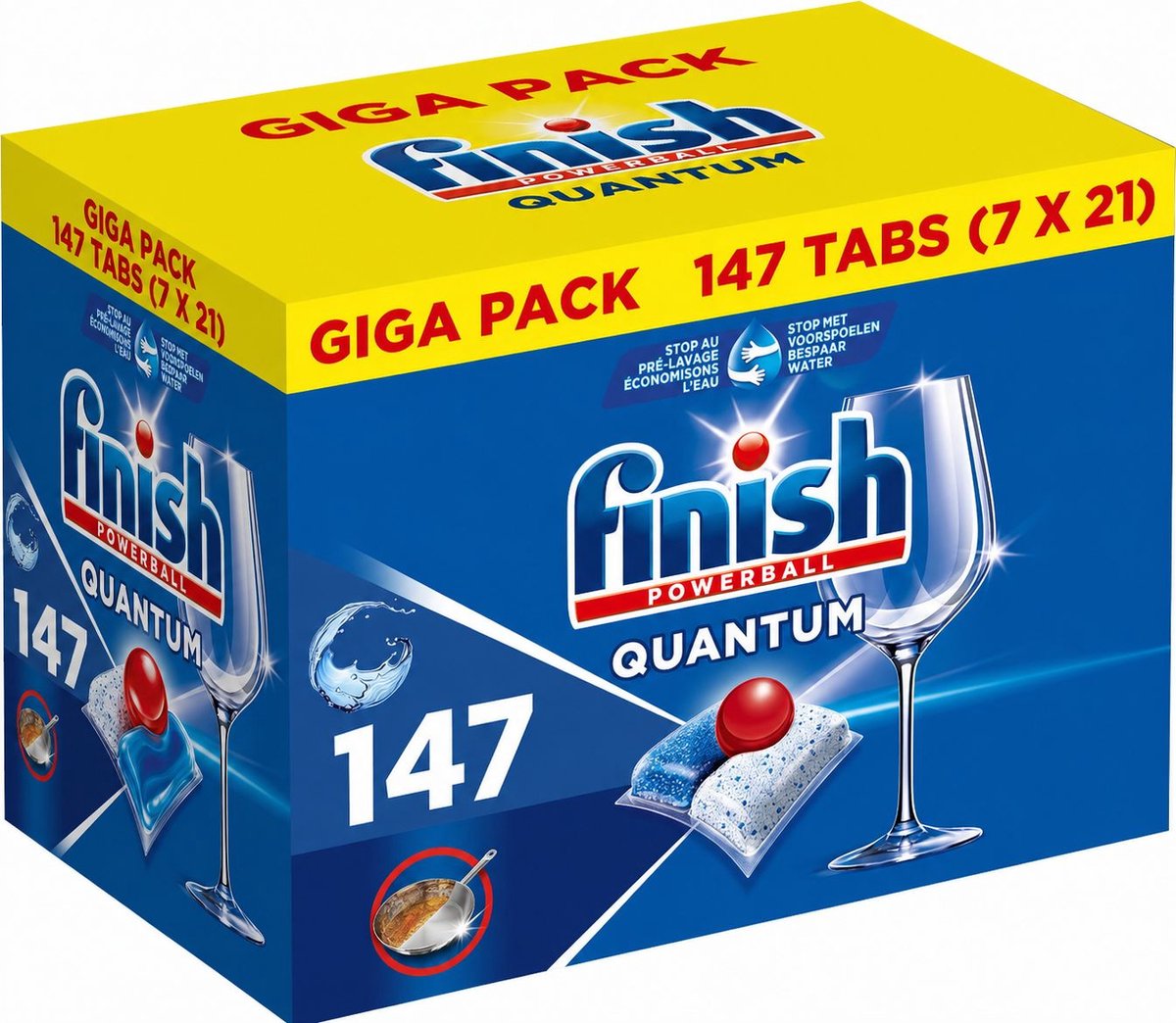 Tablettes pour lave-vaisselle Finish Powerball Quantum - Powerball liquide pour lave-vaisselle - nettoie, dégraisse et fait briller - 147 tablettes - pack économique