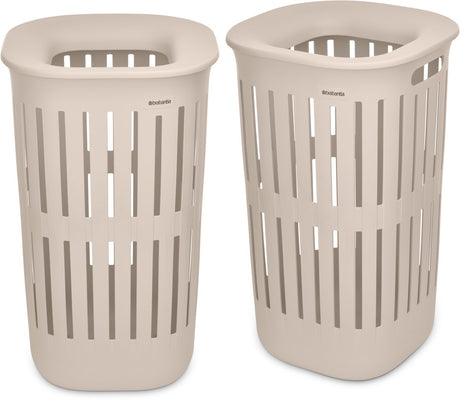 Brabantia panier à linge collect-it - lot de 2 - avec couvercle - 55 l - beige doux